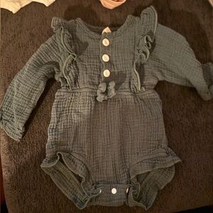 Green Ruffled Baby Romper